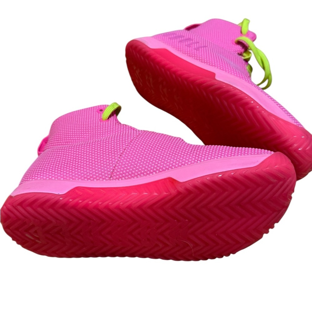 Vibrant Pink and Neon Green High-Top Sneakers - Picture 12 of 16
